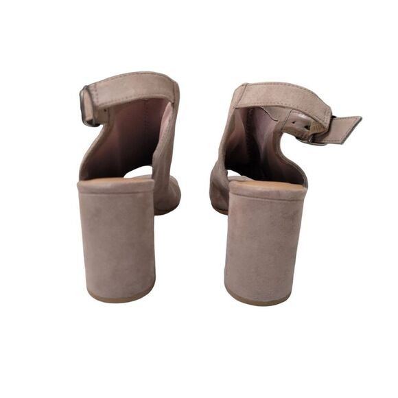 Versatile Taupe Women's Blkck Heel Peep-Toe Shoes - Picture 5 of 7